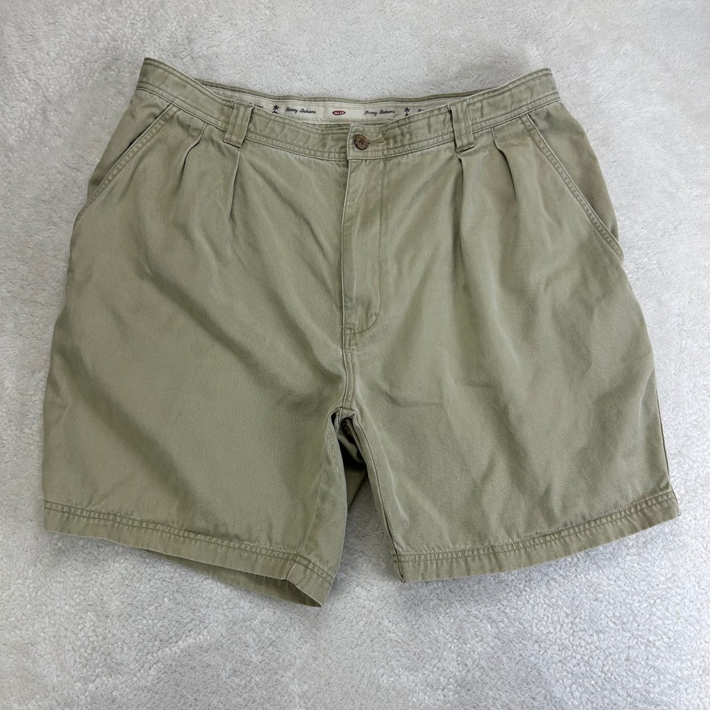 Tommy Bahama Pleated Chino Shorts Mens 38 Beige Relax Slash Pockets Outdoor